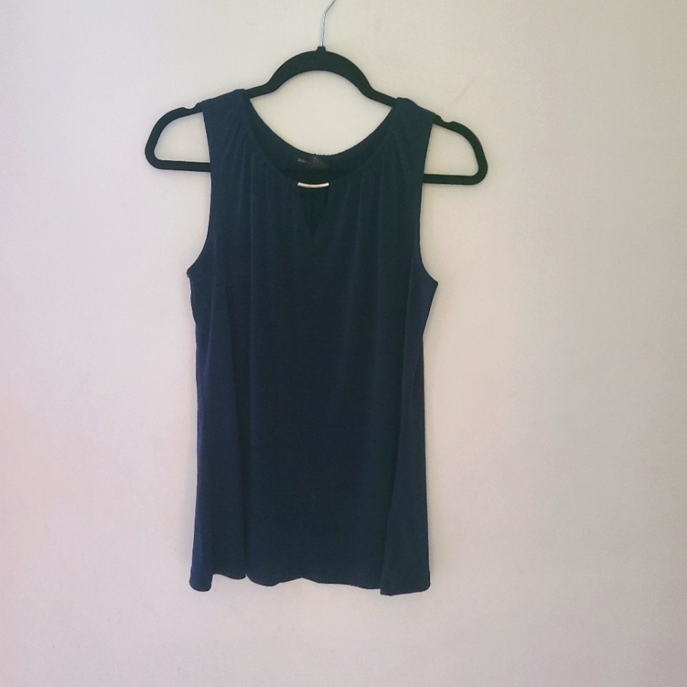 SUSAN LAWRENCE  navy sleeveless top